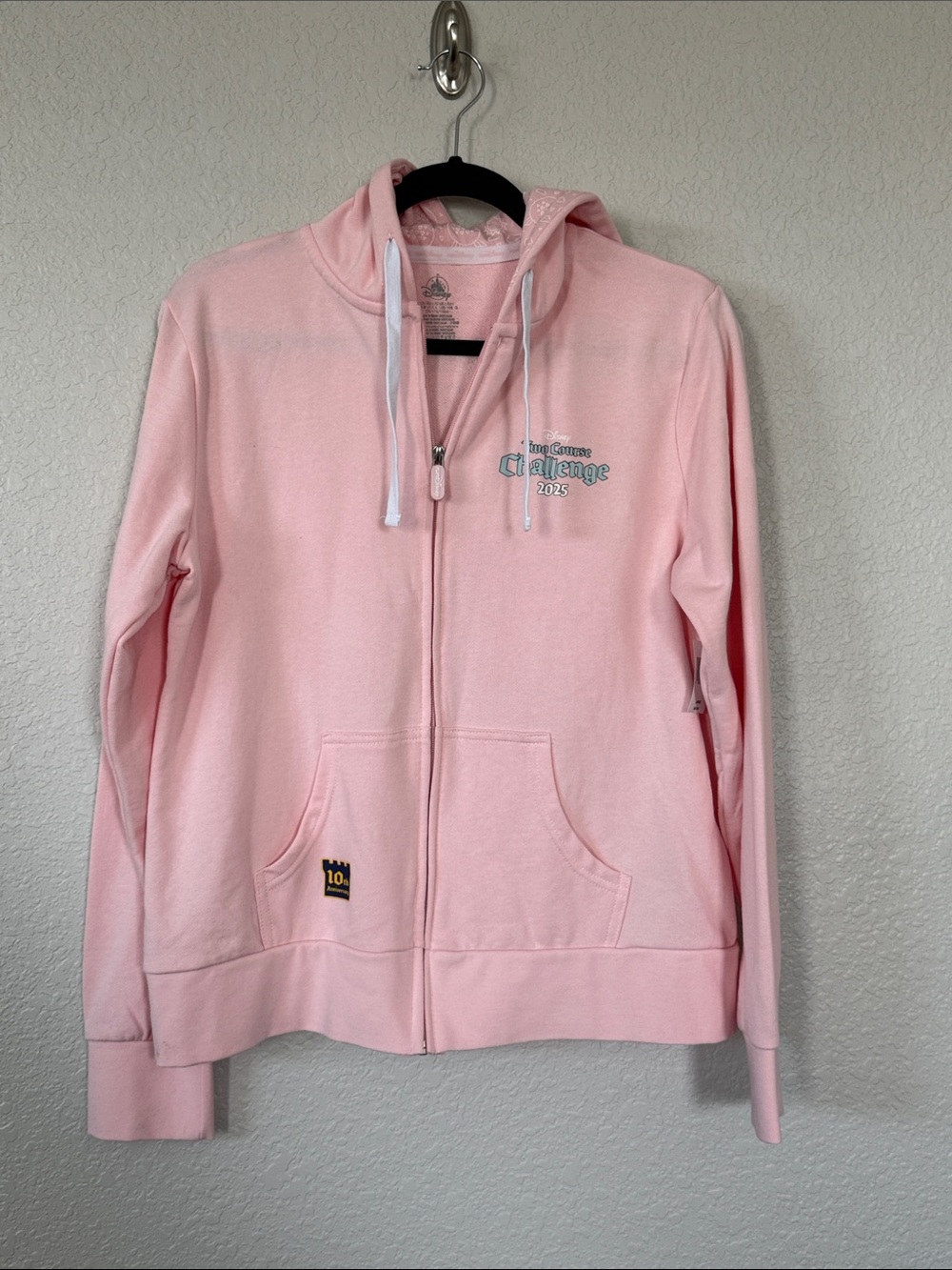 Disney Pink Zip-Up Epcot Hooded Jacket runDisney two course challenge
